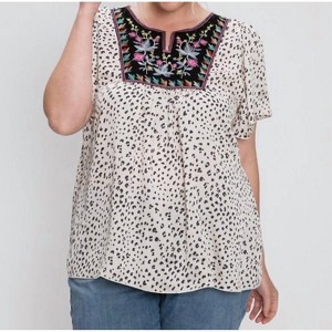 Women's Leopard Printed Short Sleeve Top - Hailey & Co - 1 of 2