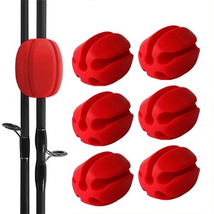 Coucheta 6Pcs Silicone Fishing Rod Holder Straps with Multi Size Holes, Protective Fixed Ball, Durable Elastic Material, Easy to Carry - 1 of 4