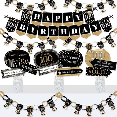 Big Dot Of Happiness Adult 100th Birthday Gold Banner And Photo Booth Decorations Birthday Party Supplies Kit Doterrific Bundle Target