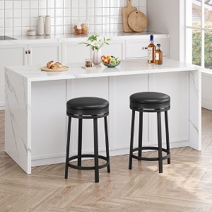 Nasitip Swivel Bar Stools with Footrest, 24''Counter Height Barstools with Pu Leather and Metal Frame for Kitchen Island - 1 of 4