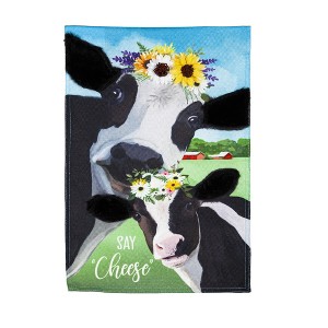 Evergreen Garden Flag Say Cheese Cows Burlap Double Sided Indoor Outdoor Decor 18" x 12.5" - 1 of 2