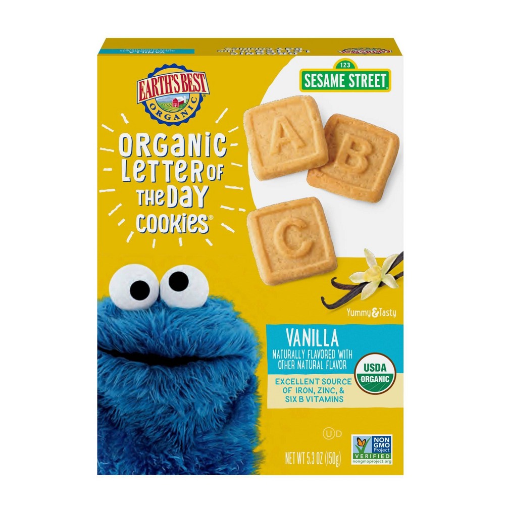 Photos - Baby Food Sesame Street Earth's Best Organic Vanilla Letter of the Day Cookies - 5.3oz 