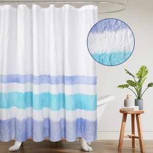 Awesome Home Crinkle Stripe Textured Fabric Shower Curtain, 72"X72" - 1 of 4