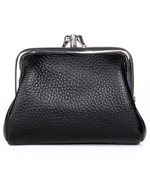 Julia Buxton Hudson Leather Pik-Me-Up Triple Frame Coin Purse - Black