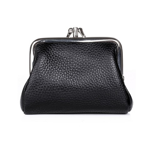 Julia Buxton Hudson Leather Pik-Me-Up Triple Frame Coin Purse - Black