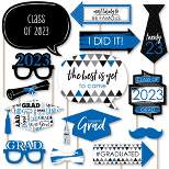 Big Dot of Happiness Blue 2023 Graduation Party Photo Booth Props Kit - 20 Count