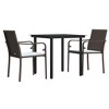 vidaXL Patio Dining Set Table and Chair with Cushions Poly Rattan and Steel - Brown 31.5" Table Length 2 Items - 3 of 4