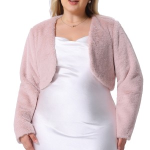 Agnes Orinda Women's Plus Size Trendy Faux Fur Warm Open Front Lightweight Cropped Shrugs - 1 of 4