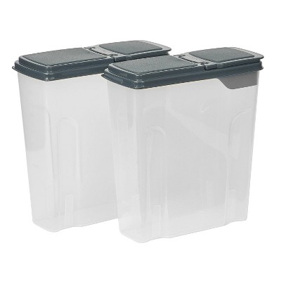 LunaLulinlk Two-Pack Cereal Boxes, Plastic, 24 Cups - Dark Gray