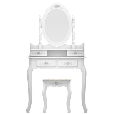 Makeup vanity with mirror and 4 drawers, removable, suitable for living room or bedroom