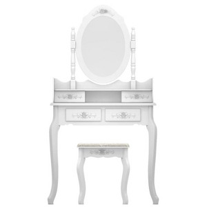 Makeup vanity with mirror and 4 drawers, removable, suitable for living room or bedroom - 1 of 1