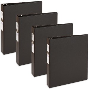 Avery Economy 3 Ring Binder, 1-1/2 Inch Round Rings, 4 Black Binders (03401) - 1 of 4