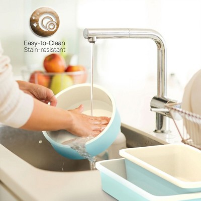NutriChef 6-Piece Turquoise and White Ceramic Baking Pan Set