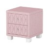 HDZNVF Velvet Nightstand with 2 Drawers and Crystal Handle - 4 of 4