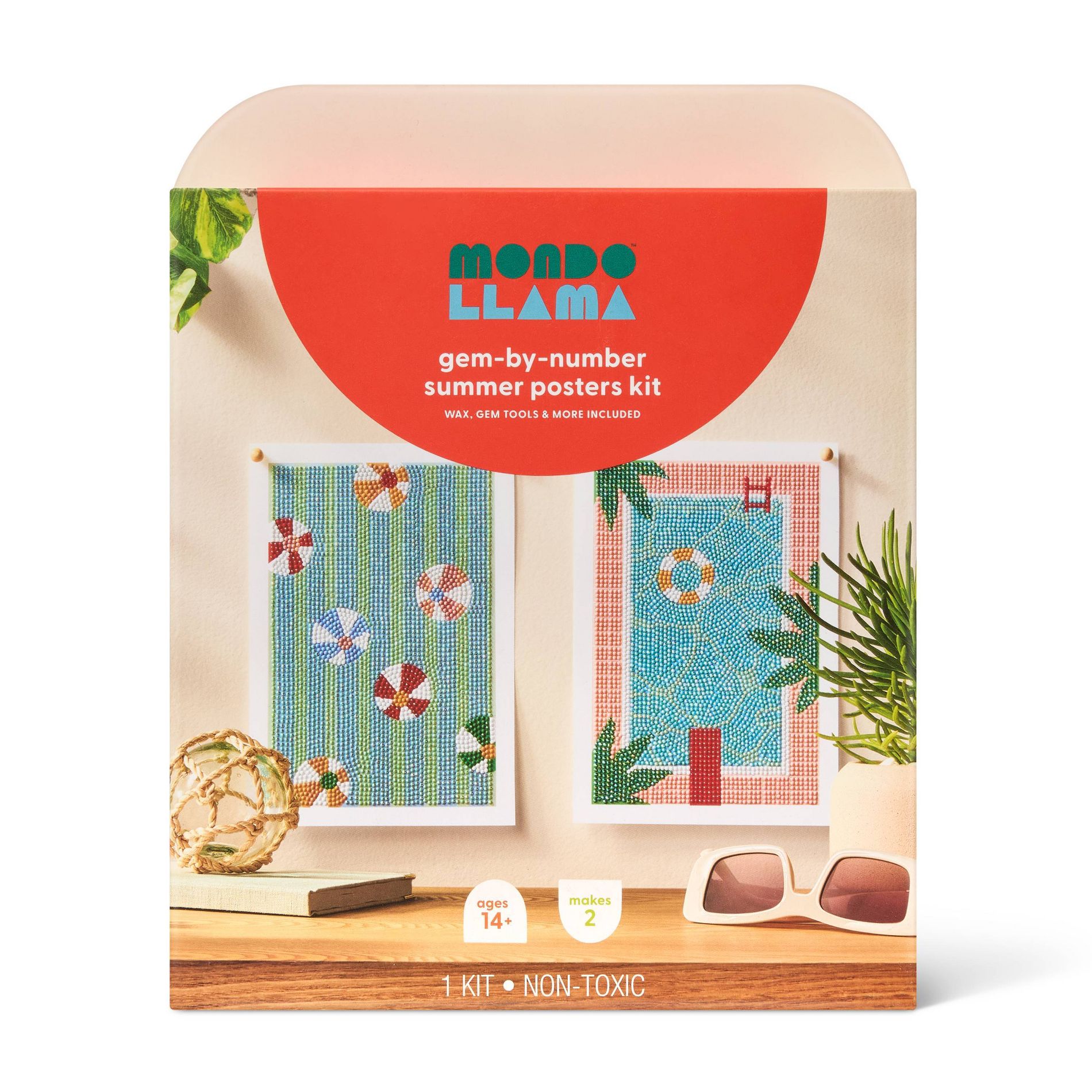 2ct Summer Craft Pool Gem Art Canvas Activity Kit - Mondo Llama™