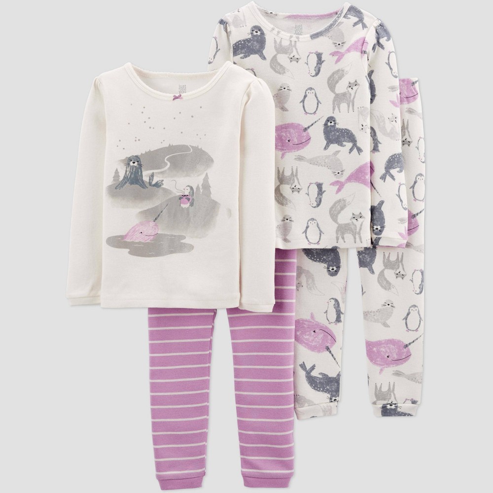 Size 5T Toddler Girls' 4pc Arctic Friends Pajama Set - Just One You made by carter's Purple 5T