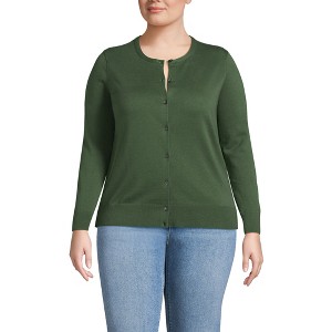 Lands' End Women's Fine Gauge Cotton Cardigan Sweater - 1 of 3