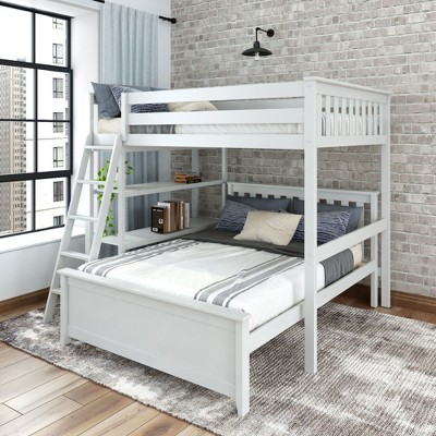 Plank+beam Solid Wood Bunk Bed, L Shaped Full-over-full Bed Frame With ...