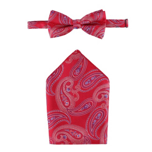 Ctm Men's Bandana Print Bow Tie And Pocket Square, Red : Target