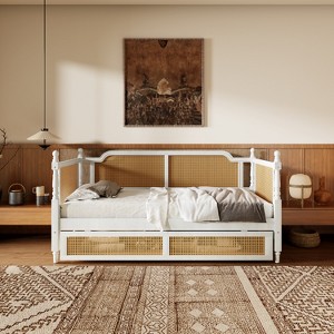 GDFStudio Susan Traditional Space-Saving Rattan Daybed with Wood Frame - 1 of 4