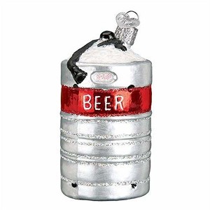 Old World Christmas Blown Glass Ornament for Christmas Tree, Aluminum Beer Keg - 1 of 3