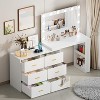 PAKASEPT Makeup Vanity Desk with Mirror and 3-Color Lights,Vanity Dressing Table with Drawers,Charging Station,Side 2 Storage Shelves - 4 of 4