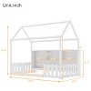 78in Twin House Bed with LED Light Storage Shelf and Guardrails for Kids Floor Bedroom -3irtyhousy - 4 of 4