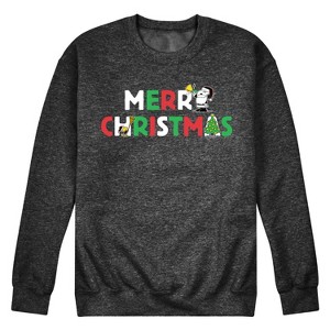 Men's - Peanuts - Snoopy and Woodstock Merry Christmas Graphic Fleece Sweatshirt - 1 of 4