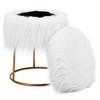 BirdRock Home Round White Faux Fur Foot Stool Storage Ottoman with Pale Gold Legs - 2 of 2