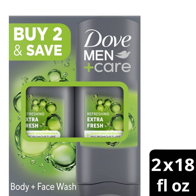Dove Men+Care Extra Fresh Micro Moisture Cooling Body Wash - 18 fl oz/2pk, 1 of 10