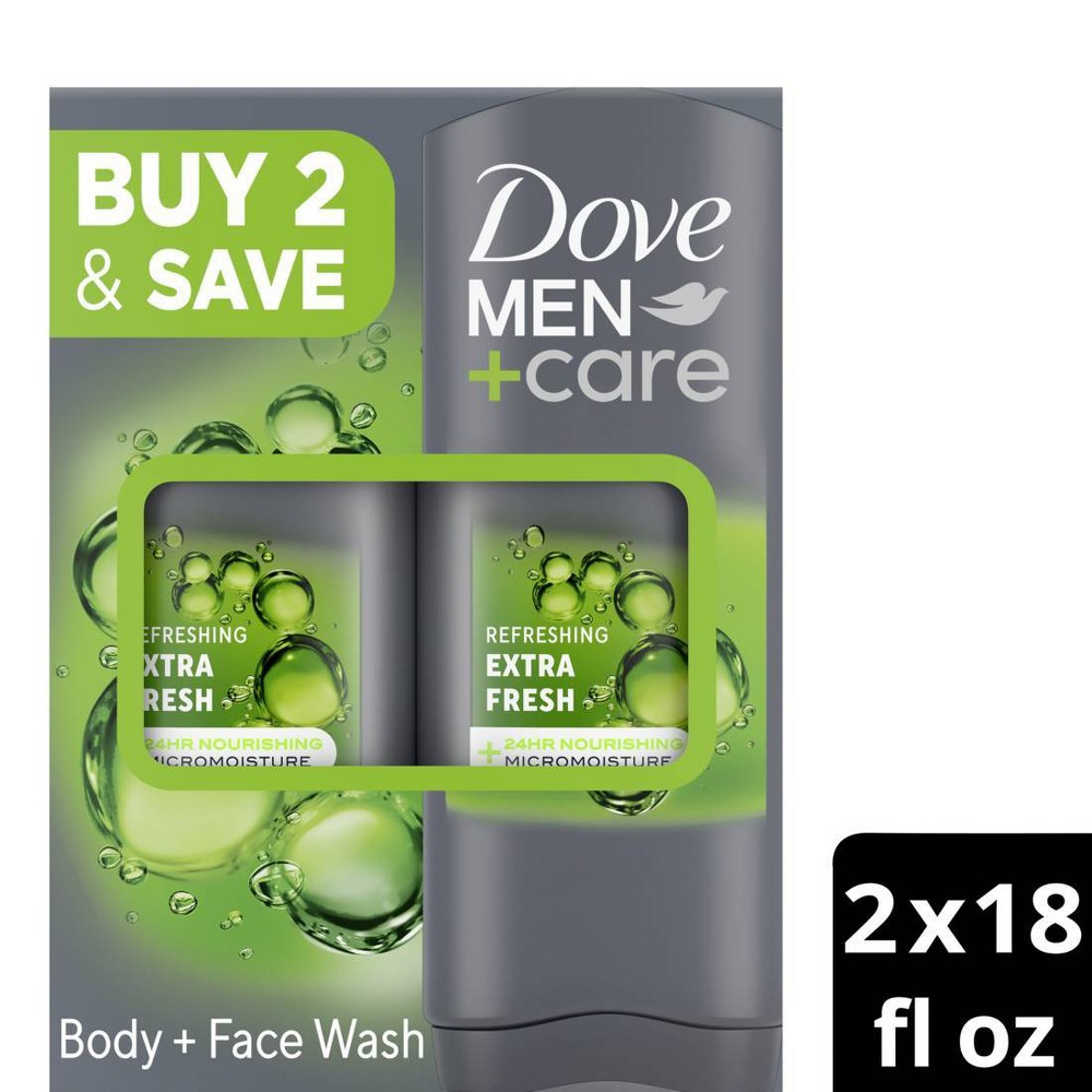 Photos - Shower Gel Dove Men+Care Extra Fresh Micro Moisture Cooling Body Wash - 18 fl oz/2pk