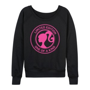 Women's - Barbie - Limited Edition One Of A Kind Lightweight French Terry Wide Neck Long Sleeve Shirt - 1 of 4