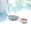 18K White and Rose Gold Two-Tone Crystal Heart Necklace Inscribed "Love You" - 3 of 4