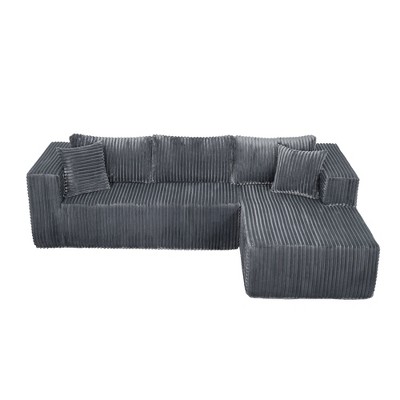 Hzzkey 105" L-Shaped Cloud Sofa with Chaise, Modular Plush Sectional, Beige White,Black,Grey,No Assembly