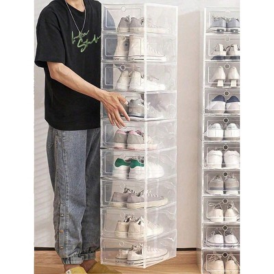 6/12PCS Clear Stackable Shoe Storage Boxes ¨C Ultra-Sturdy Plastic Shoe Organizers With Visible Front Door & Thickened Design