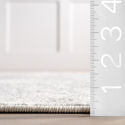 Odell Ivory and Gray Synthetic Square Area Rug, 4' x 4'