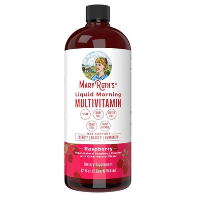 Maryruth's Liquid Morning Vegan Multivitamin - Raspberry - 32 Fl Oz ...