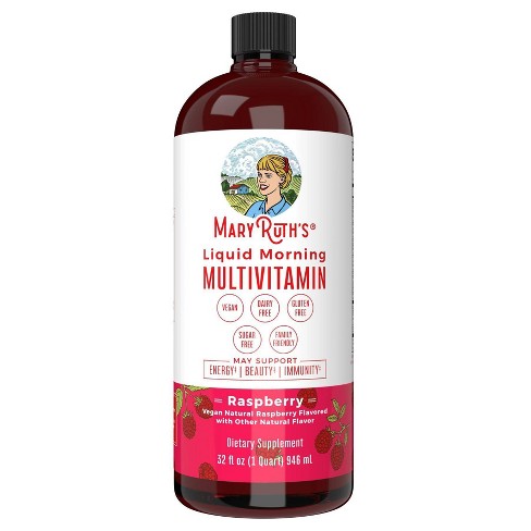 Maryruth's Liquid Morning Vegan Multivitamin - Raspberry - 32 Fl Oz ...