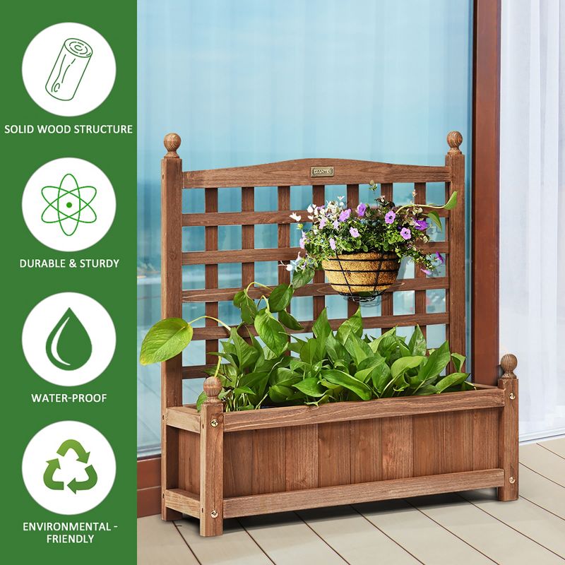 Costway 2 PCS Solid Wood Planter Box with Trellis Weather-Resistant 25"x11"x30", 5 of 11