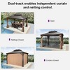 PURPLE LEAF Garden Bronze Double Roof Aluminum Frame Pavilion And Khaki Curtain  Outdoor Hardtop Gazebo - 3 of 4