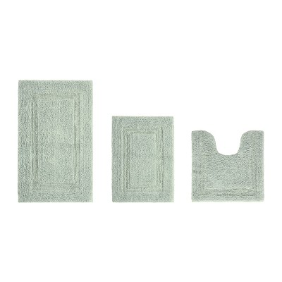 Lux Premium 100% Cotton  Ultra-Soft Tufted Solid Reversible 3 Piece Bath Rug Set, Water-Absorbent, Durable, Machine Washable Bathroom Rug