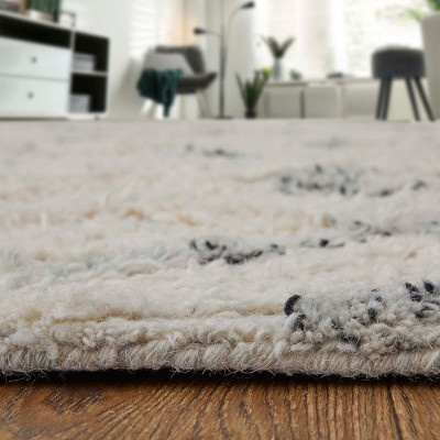 Handmade Tufted Wool Geometric Blue Area Rug - 4' x 6'