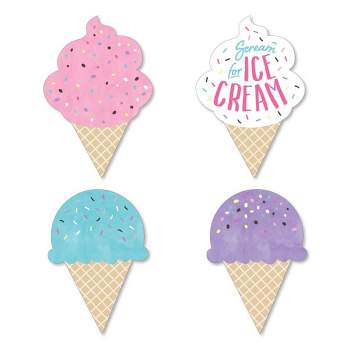 Big Dot of Happiness Scoop Up the Fun - Ice Cream - DIY Shaped Sprinkles Party Cut-Outs - 24 Count