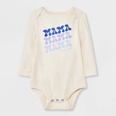 Image of Baby Boys' 'Mama' Long Sleeve Bodysuit - Cat & Jack™ Cream 0-3M