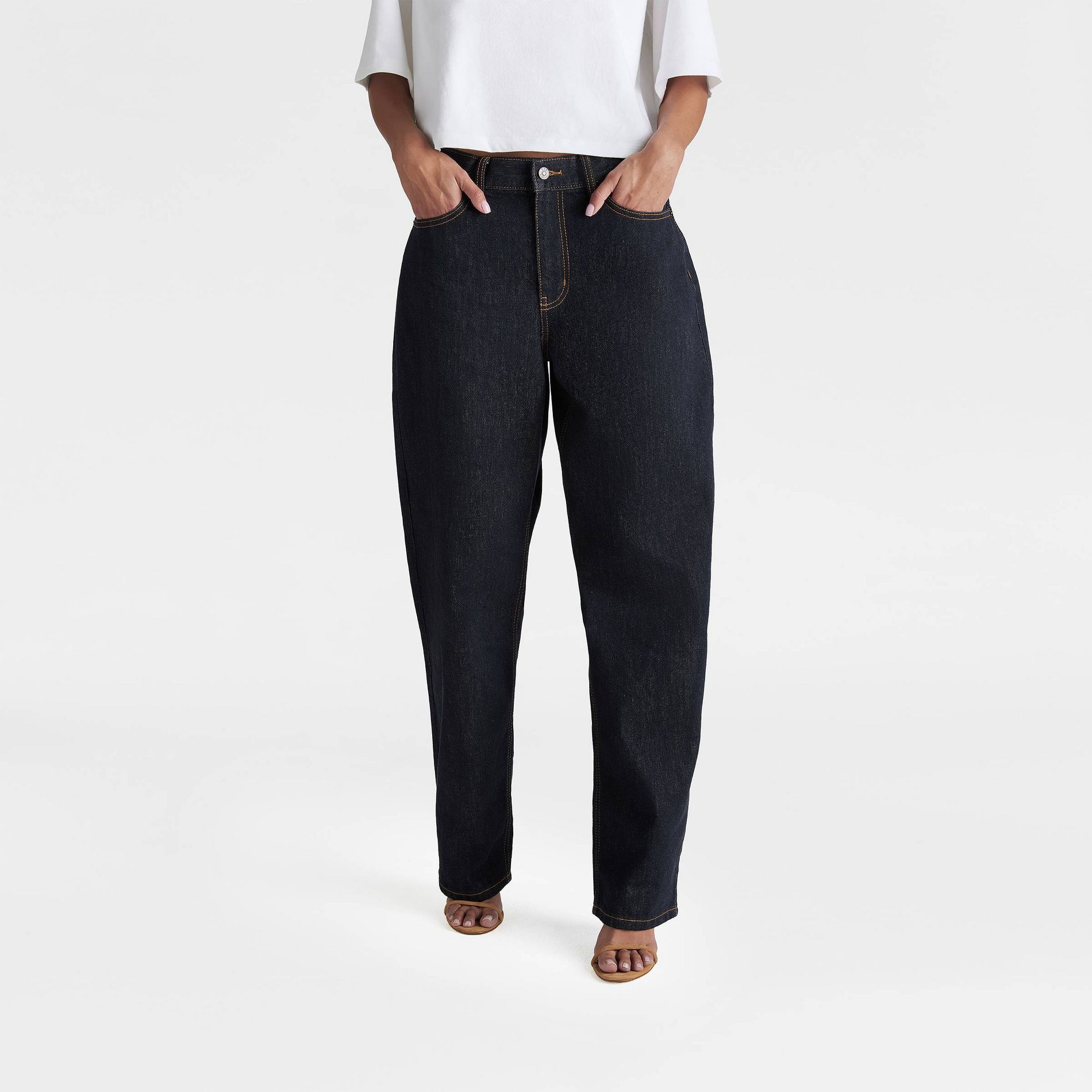 KBB by KAHLANA Women's Mid-Rise Wide Leg 'The Kahlana Jean' - Dark Indigo 00
