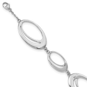 Black Bow Jewelry Double Oval Diamond Accent Link Bracelet in Rhodium Plated Silver - 1 of 4