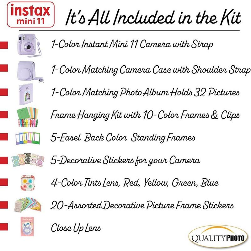 Fujifilm Instax Mini 11 Instant Camera with Case Album and More Accessory Kit Lilac Purple, 3 of 8