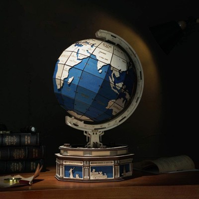 Robotime 3D Puzzles World Globe Model Kit Creative Toy Gift for Birthday Christmas for Adult Teens, Multicolored, 12.79"*11.41"*20.47"