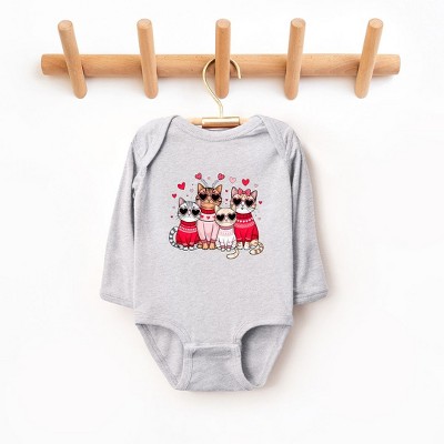 The Juniper Shop Valentine Kittens Baby Long Sleeve Bodysuit