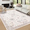 Washable Vintage Floral Print Area Rug Living Room Rug Stain Resistant Easy Cleaning Indoor Carpet Non Slip Low Pile Floor Cover - 4 of 4